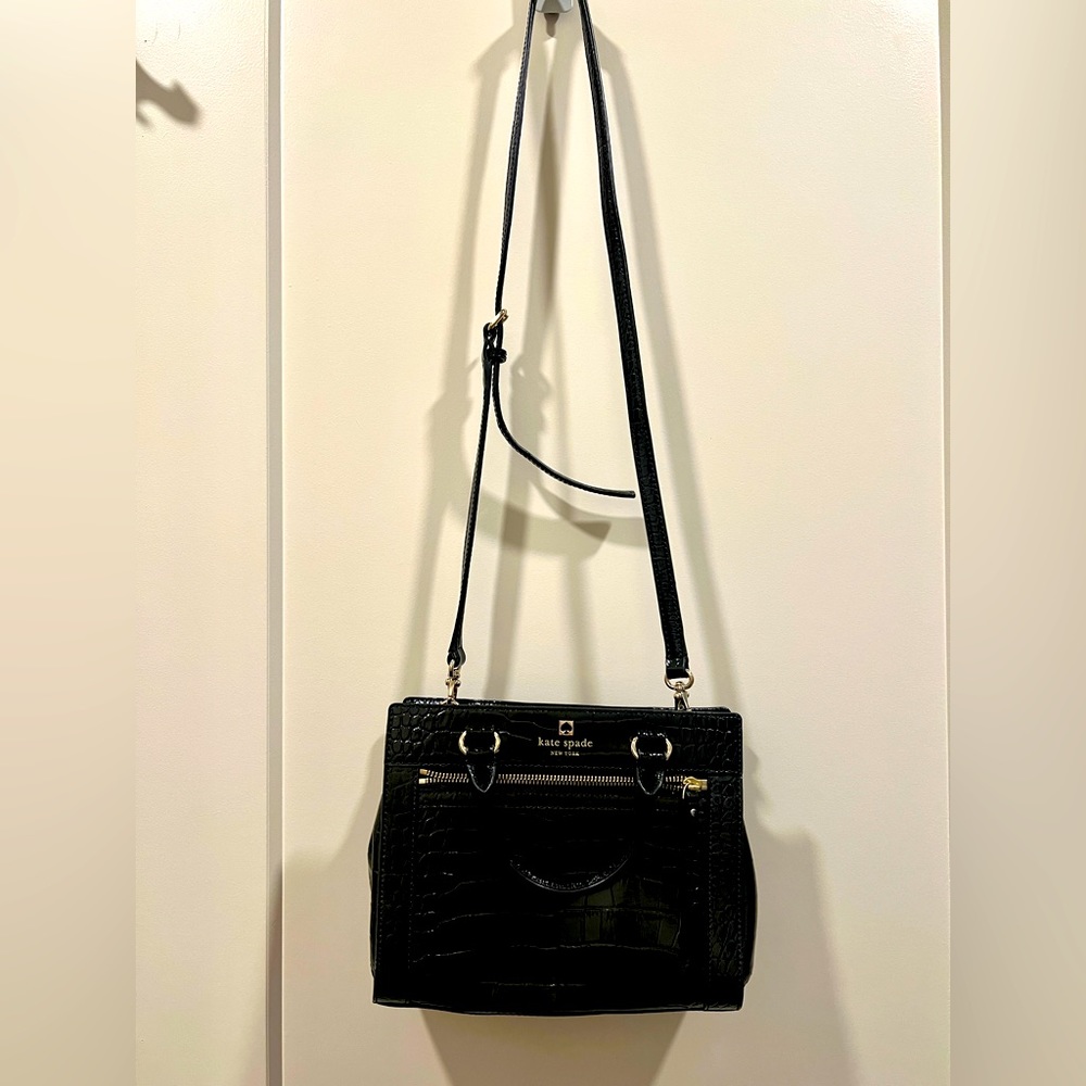Kate Spade Black Crocodile Print Leather Purse